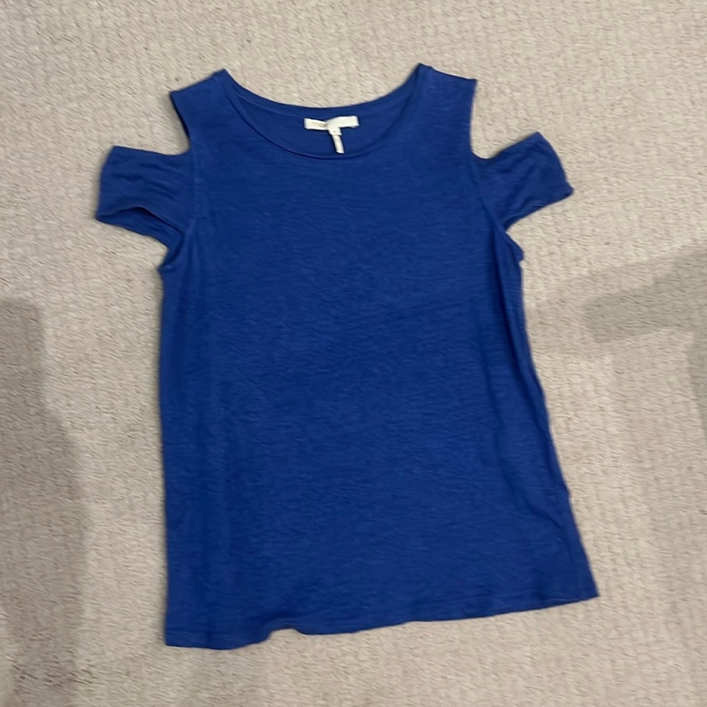 Maje open shoulder slub cotton tee, size 2